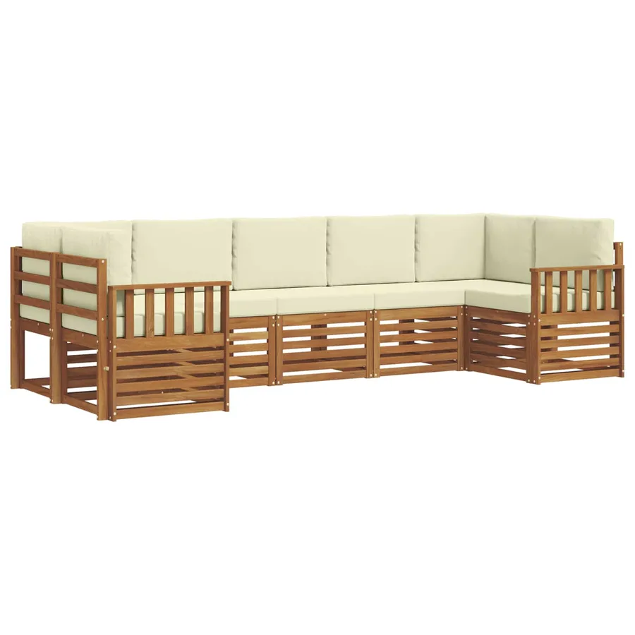 Ensemble de canapé d'angle avec coussin 7 pcs Naturel et Crème - 2