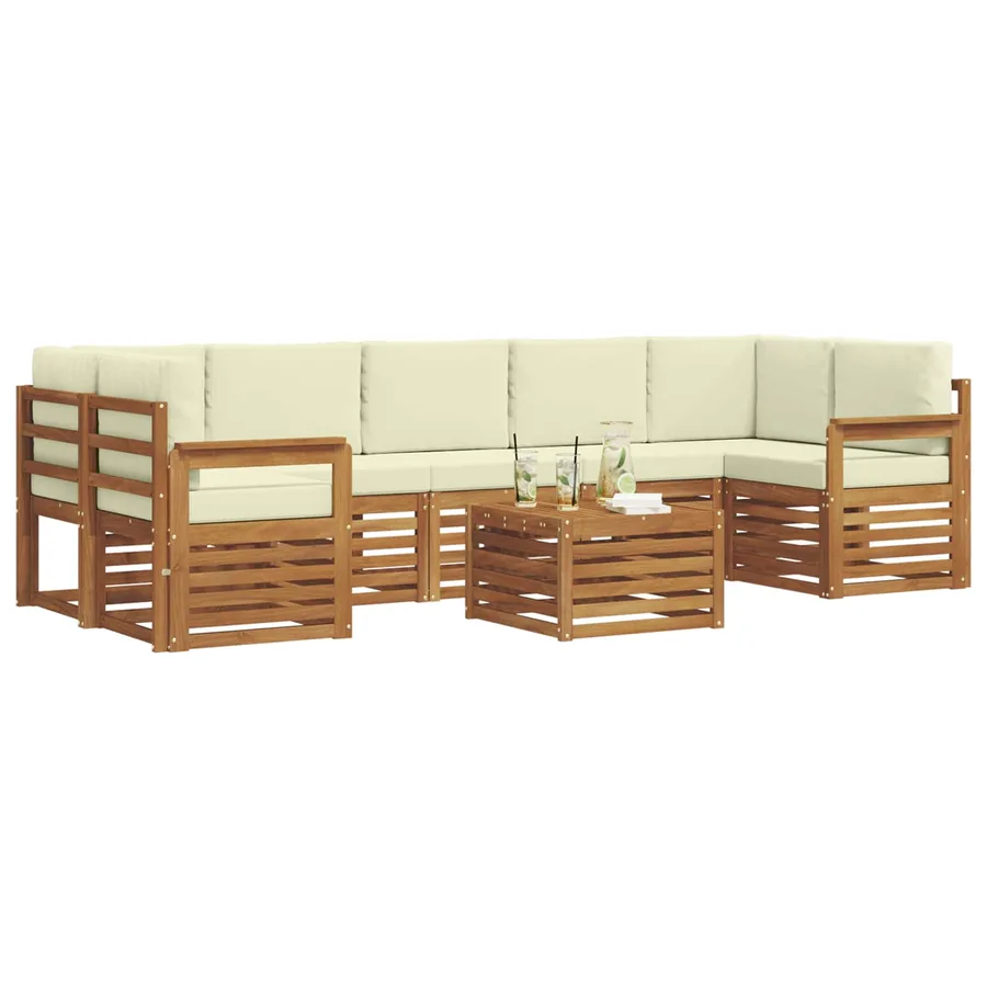 Ensemble de canapés d'extérieur 8 pcs Naturel et Crème - 3