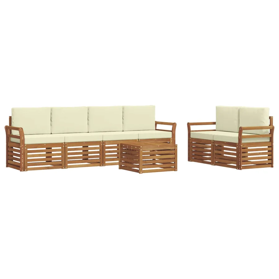 Ensemble de canapés d'extérieur 7 pcs Naturel et Crème - 2