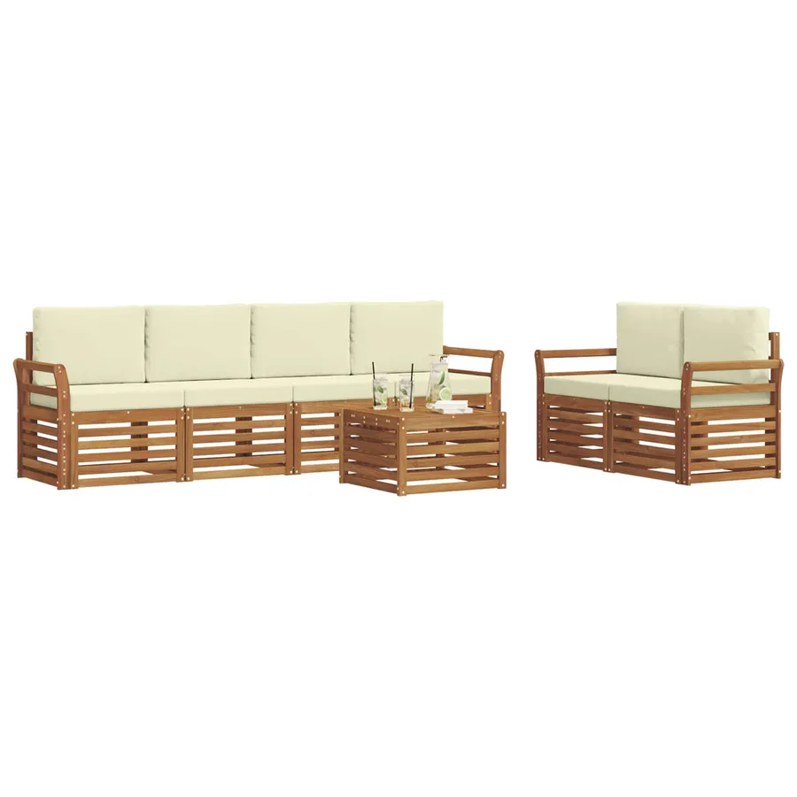 Ensemble de canapés d'extérieur 7 pcs Naturel et Crème - 3