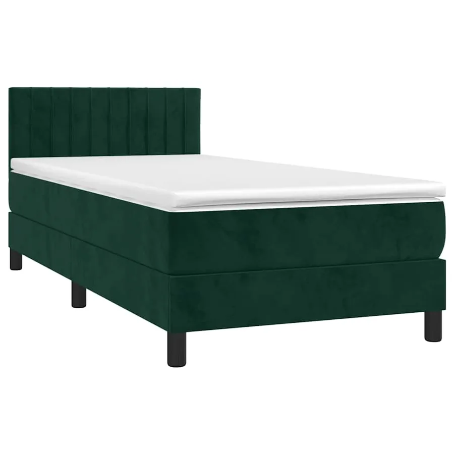 Sommier à lattes de lit et matelas et LED Vert foncé 90x190cm - 3