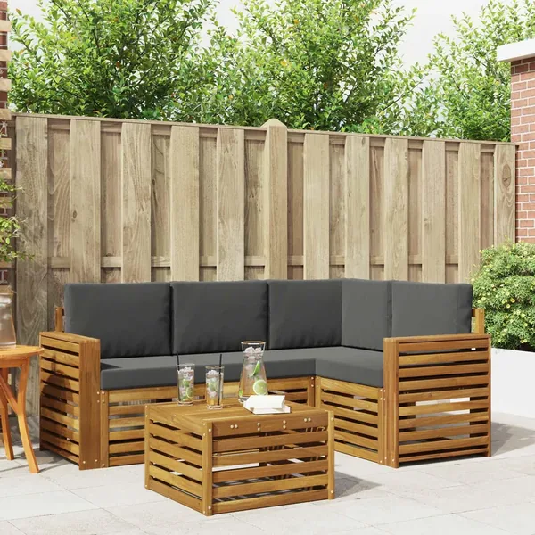 Ensemble de canapés d'extérieur 5 pcs Naturel et Anthracite