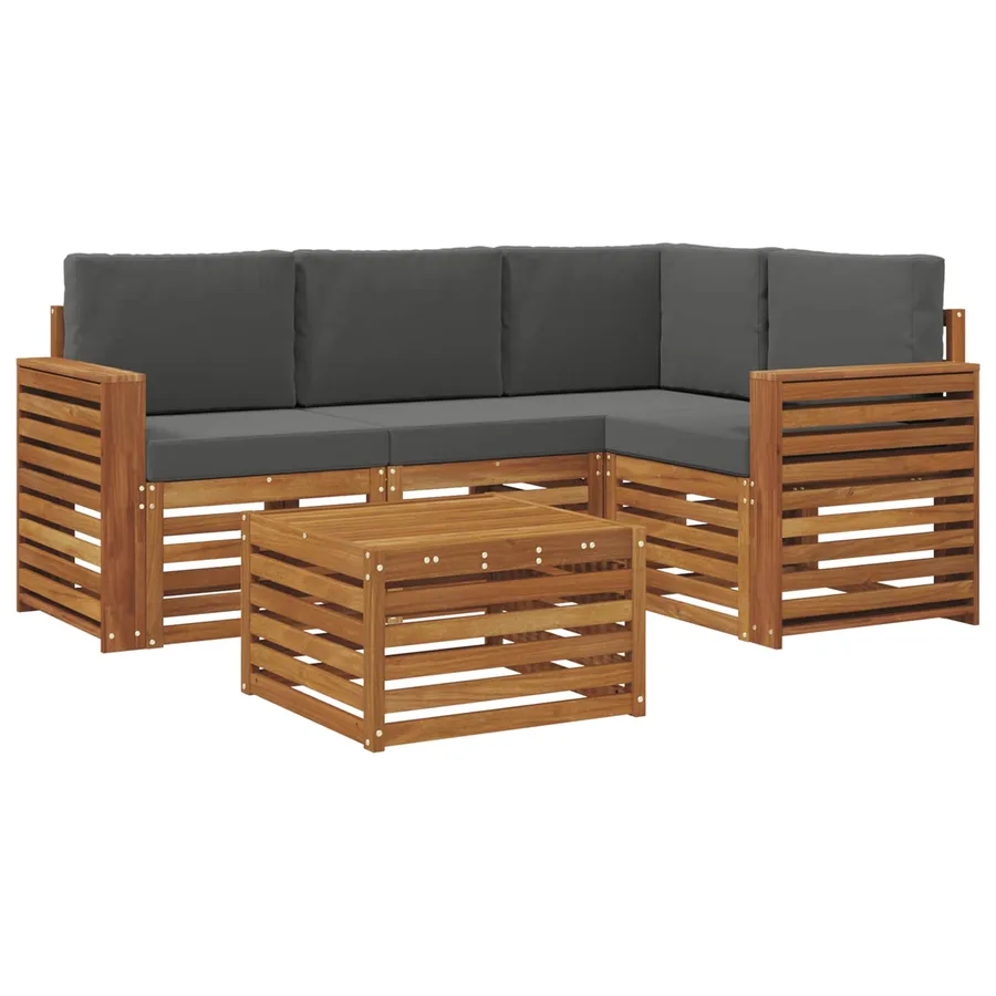 Ensemble de canapés d'extérieur 5 pcs Naturel et Anthracite - 2