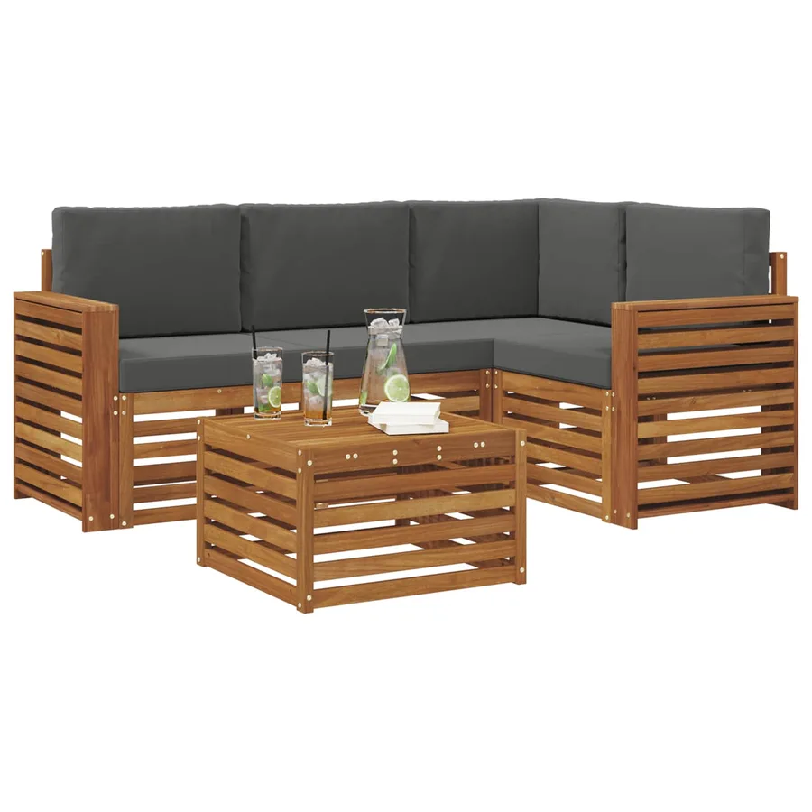 Ensemble de canapés d'extérieur 5 pcs Naturel et Anthracite - 3