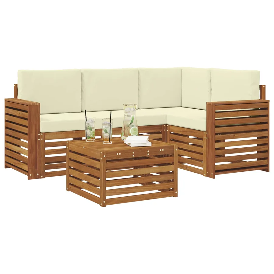Ensemble de canapés d'extérieur 5 pcs Naturel et Crème - 3