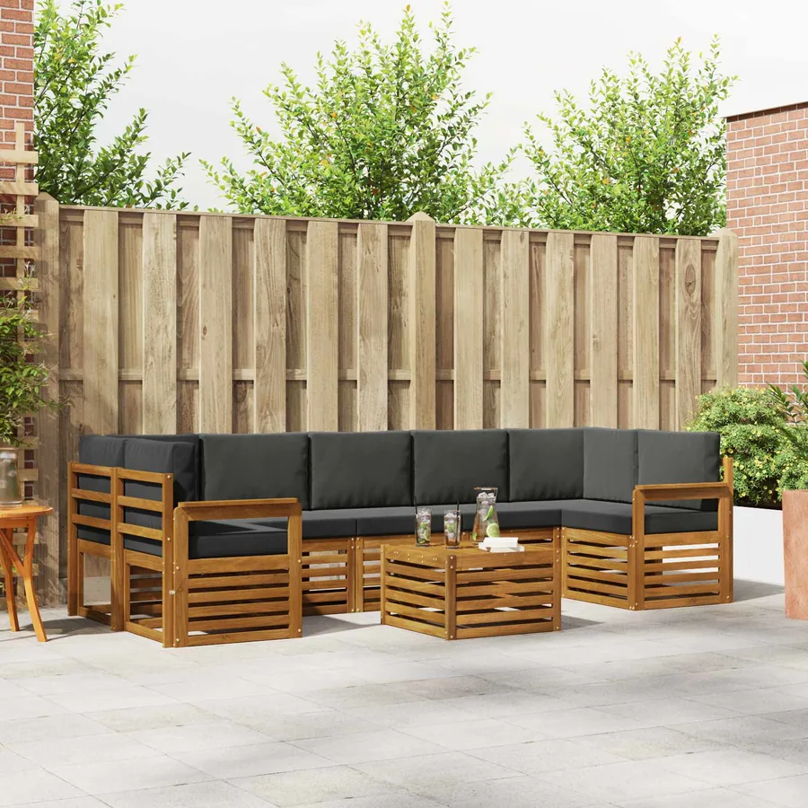 Ensemble de canapés d'extérieur 8 pcs Naturel et Anthracite