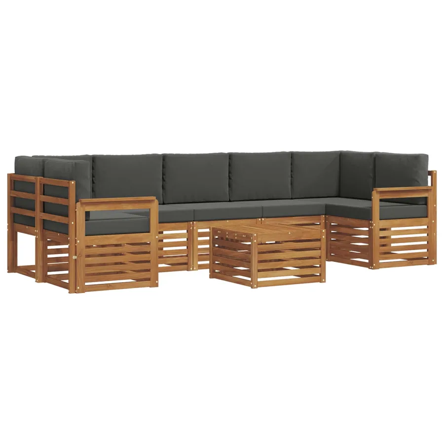 Ensemble de canapés d'extérieur 8 pcs Naturel et Anthracite - 2
