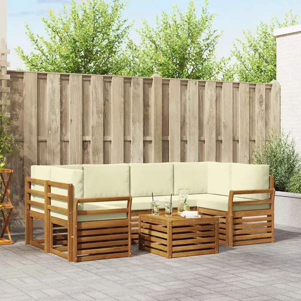 Ensemble de canapés d'extérieur 7 pcs Naturel et Crème