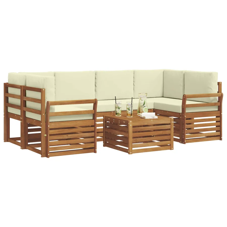 Ensemble de canapés d'extérieur 7 pcs Naturel et Crème - 3