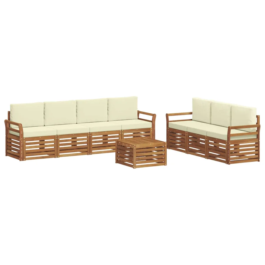 Ensembles de canapés avec coussin 8 pcs Naturel et Crème - 2