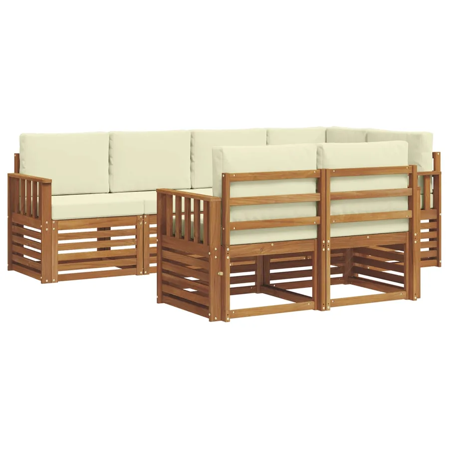 Ensemble de canapé d'angle avec coussin 7 pcs Naturel et Crème - 2