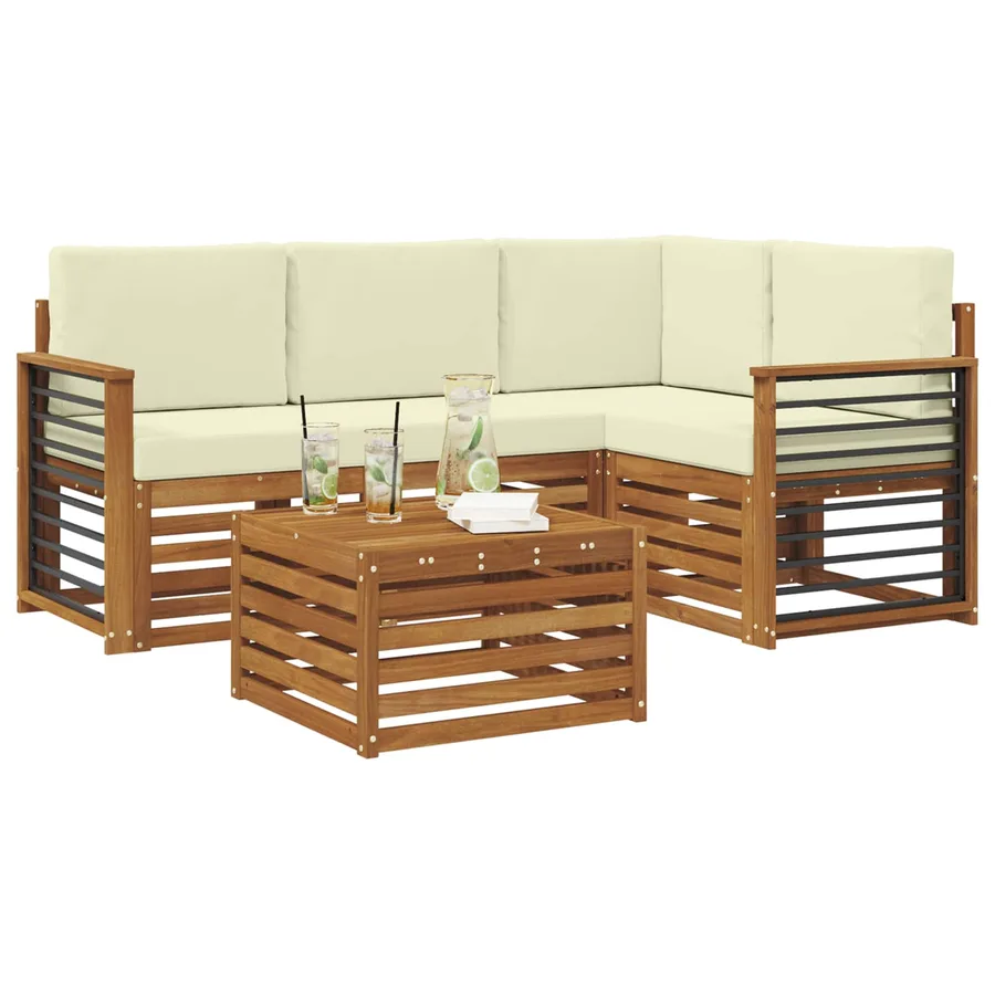 Ensemble de canapés d'extérieur 5 pcs Naturel et Crème - 3