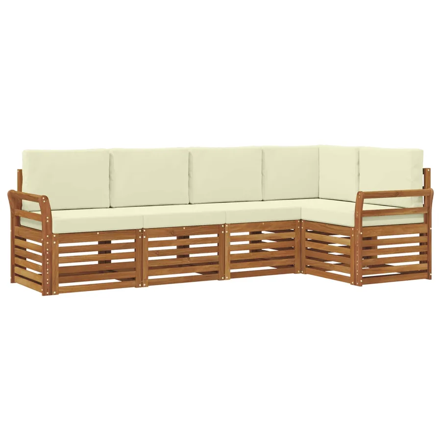 Ensemble de canapé d'angle avec coussin 5 pcs Naturel et Crème - 2