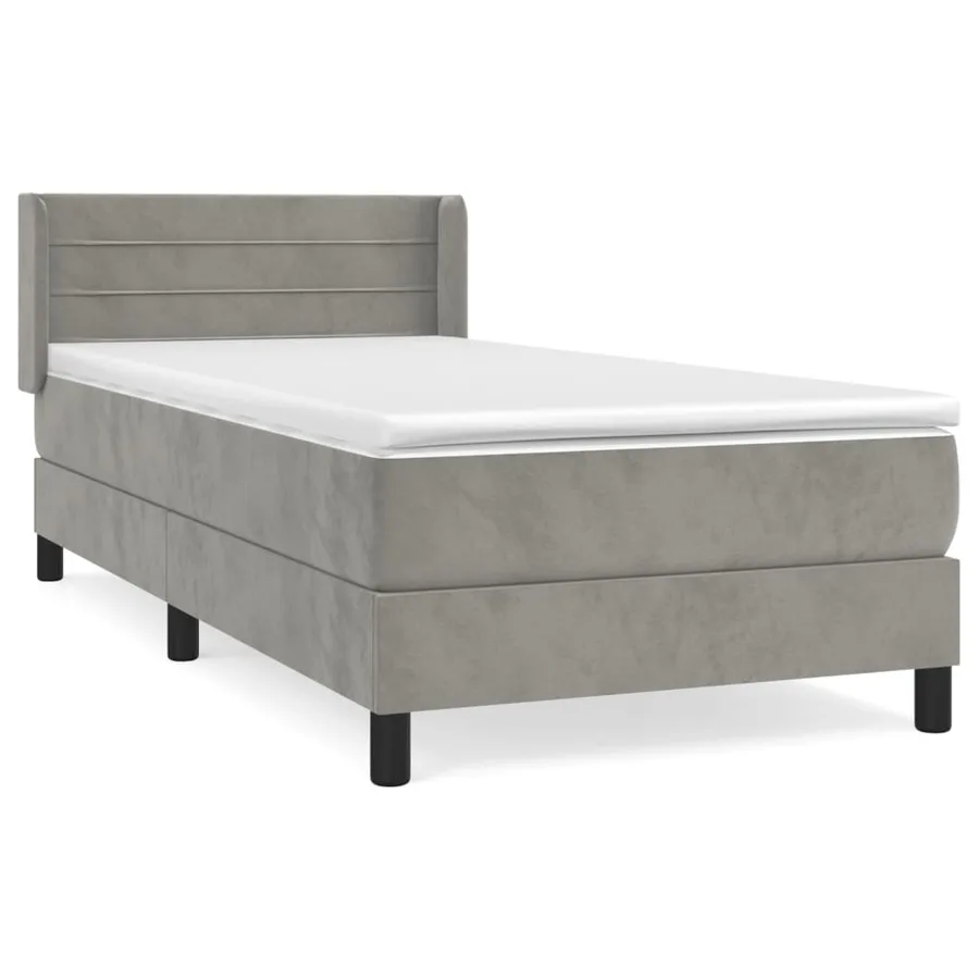 Sommier à lattes de lit et matelas Gris clair 90x190 cm Velours - 2