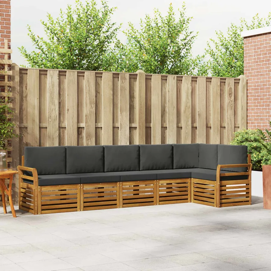 Ensemble de canapé d'angle 6 pcs Naturel et Anthracite