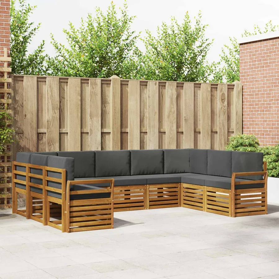 Ensemble de canapé d'angle 9 pcs Naturel et Anthracite