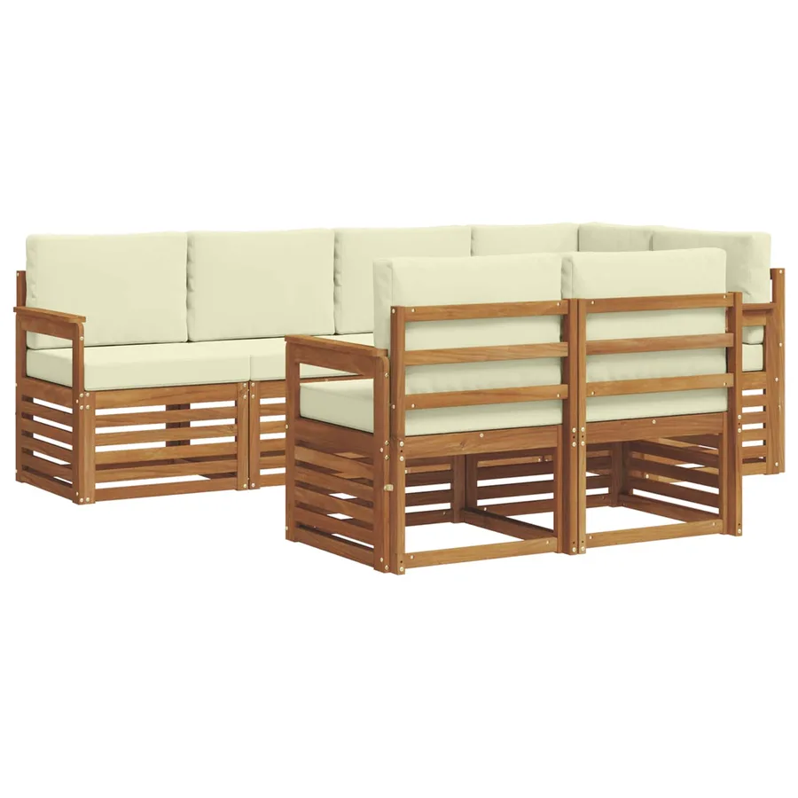 Ensemble de canapé d'angle avec coussin 7 pcs Naturel et Crème - 2