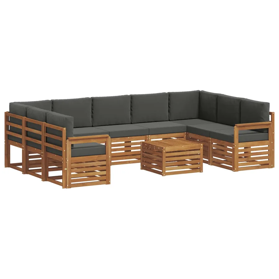 Ensembles de canapés avec coussin 10 pcs Naturel et Anthracite - 2