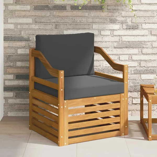 Canapé d’extérieur Bois d'acacia massif et polyester Naturel