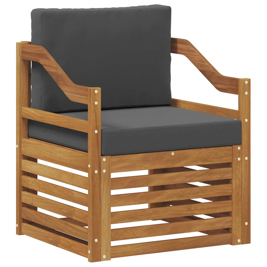 Canapé d’extérieur Bois d'acacia massif et polyester Naturel - 2