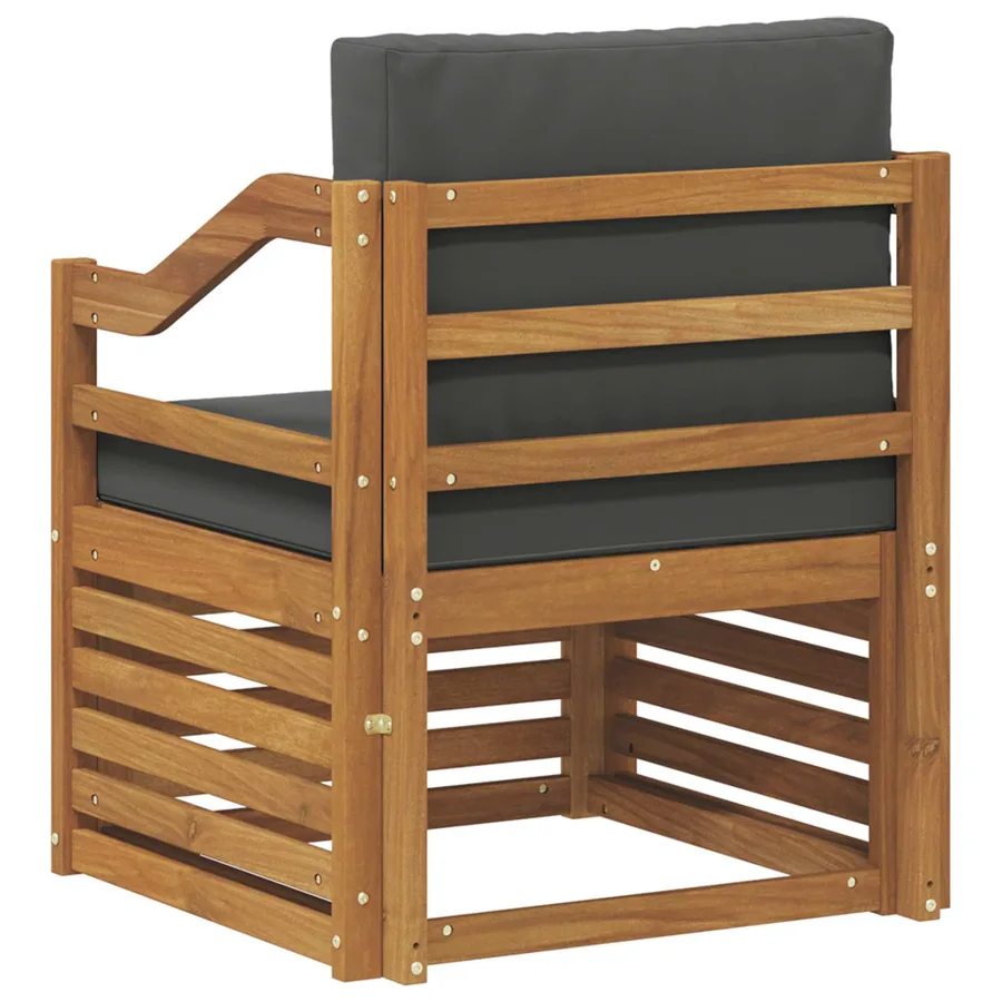 Canapé d’extérieur Bois d'acacia massif et polyester Naturel - 5