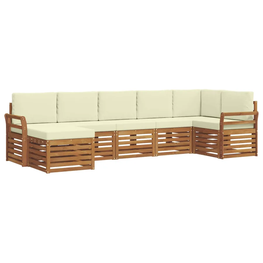 Ensemble de canapé d'angle avec coussin 7 pcs Naturel et Crème - 2