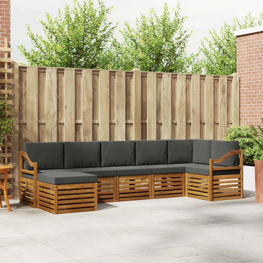 Ensemble de canapé d'angle 7 pcs Naturel et Anthracite