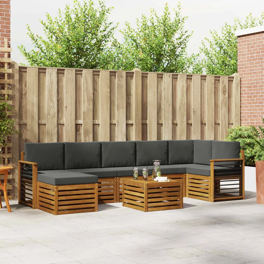 Ensemble de canapés d'extérieur 8 pcs Naturel et Anthracite