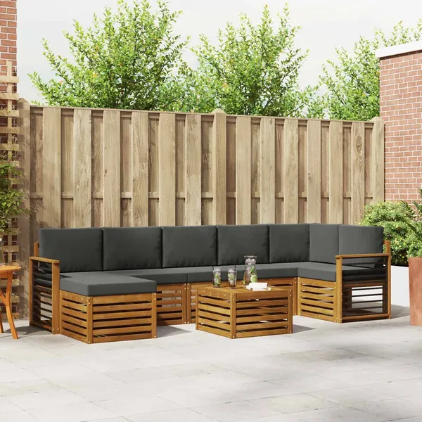 Ensemble de canapés d'extérieur 8 pcs Naturel et Anthracite
