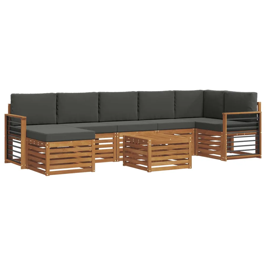 Ensemble de canapés d'extérieur 8 pcs Naturel et Anthracite - 2