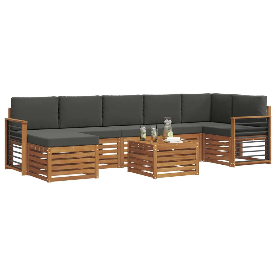 Ensemble de canapés d'extérieur 8 pcs Naturel et Anthracite - 3