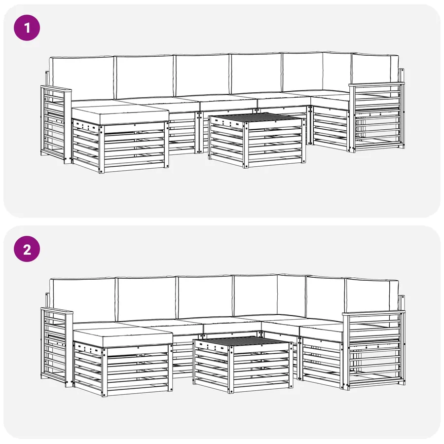 Ensemble de canapés d'extérieur 8 pcs Naturel et Anthracite - 9