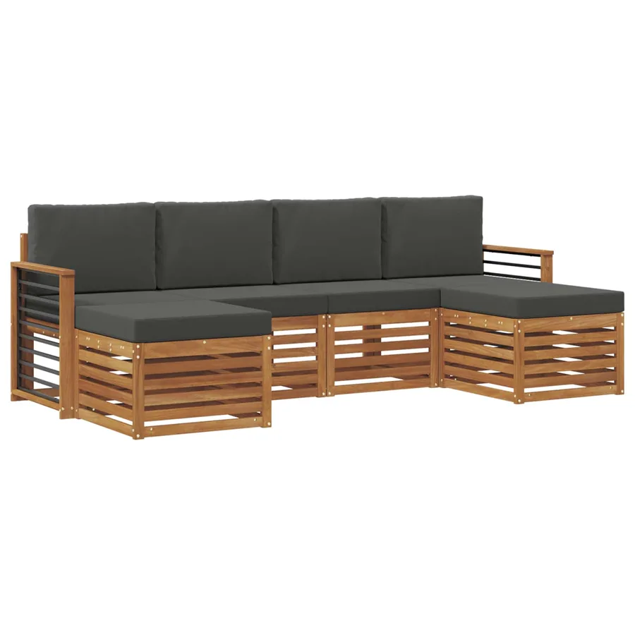 Ensembles de canapés avec coussin 6 pcs Naturel et Anthracite - 2