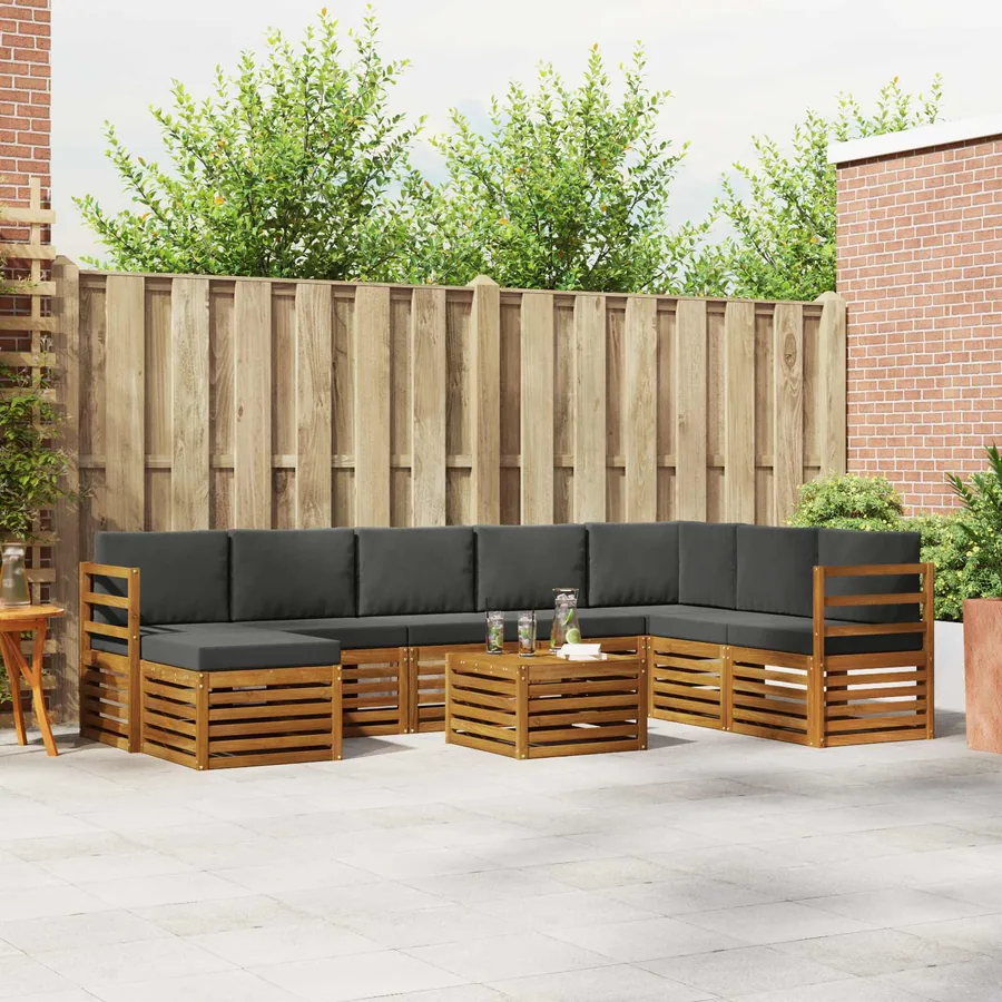 Ensemble de canapés d'extérieur 9 pcs Naturel et Anthracite