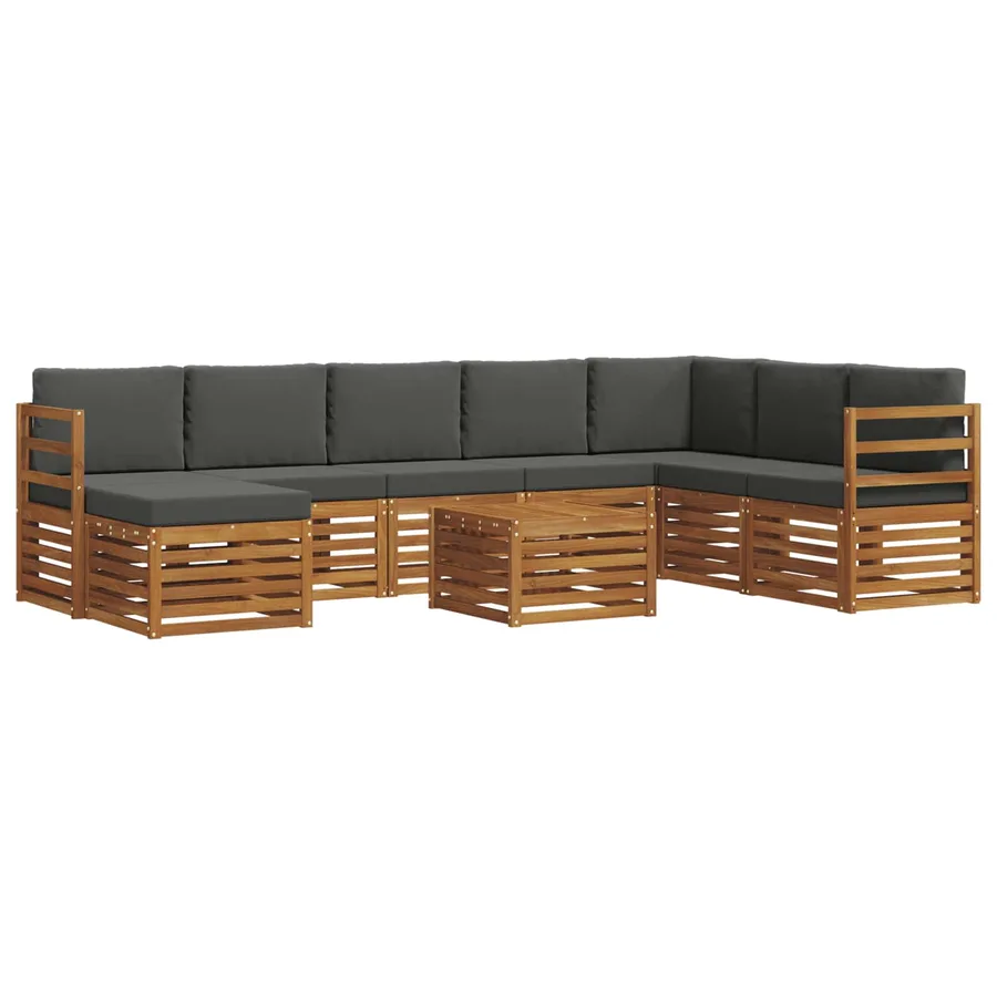 Ensemble de canapés d'extérieur 9 pcs Naturel et Anthracite - 2