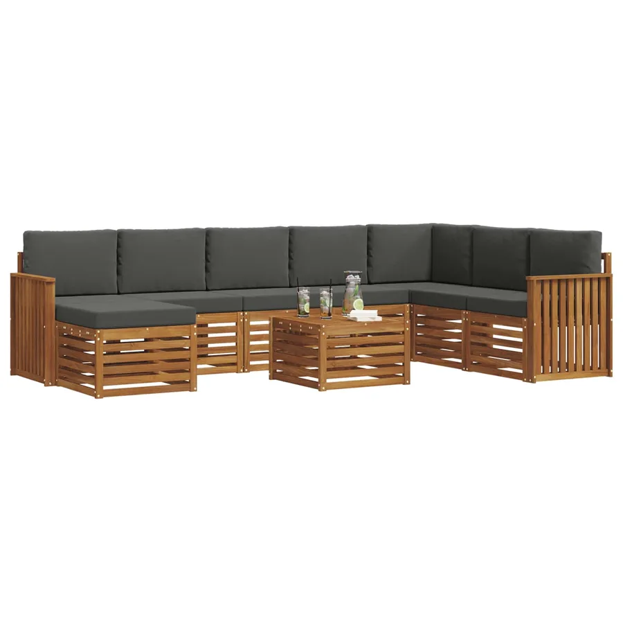 Ensemble de canapés d'extérieur 9 pcs Naturel et Anthracite - 3