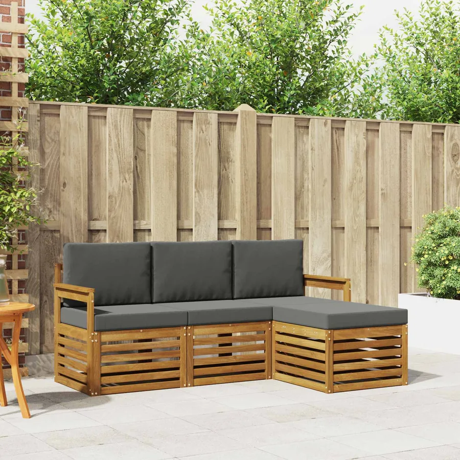 Ensemble de canapés d'extérieur 4 pcs Naturel et Anthracite