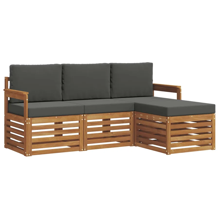 Ensemble de canapés d'extérieur 4 pcs Naturel et Anthracite - 2