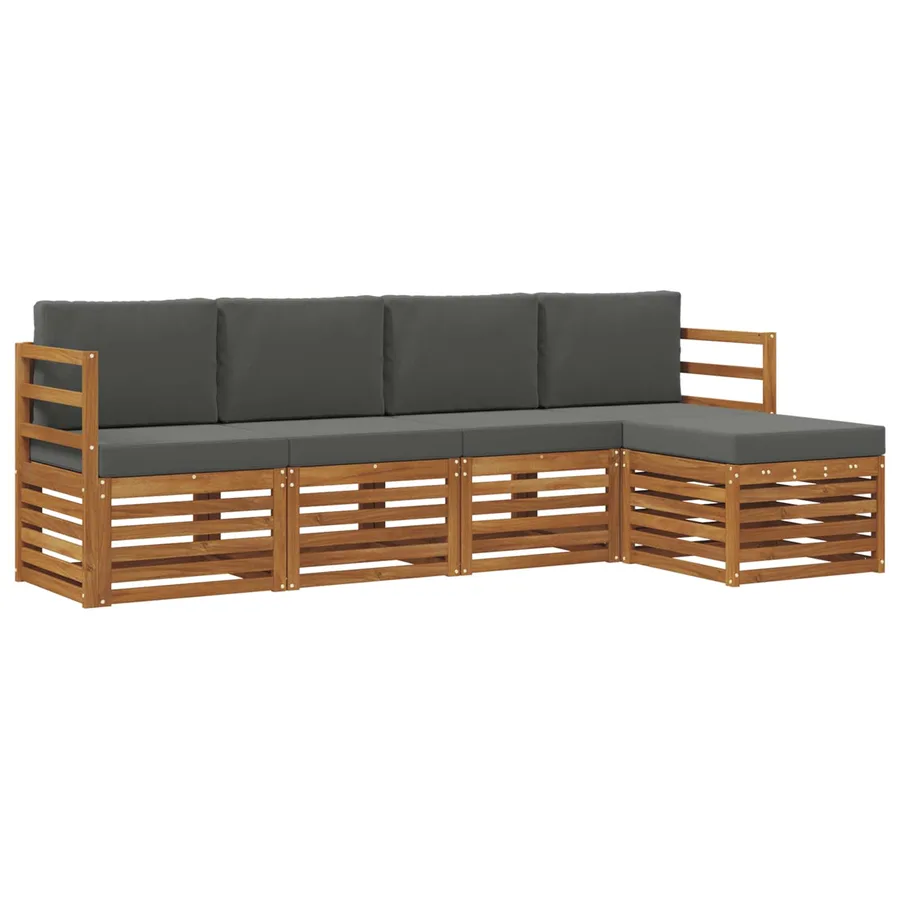 Ensemble de canapés d'extérieur 5 pcs Naturel et Anthracite - 2
