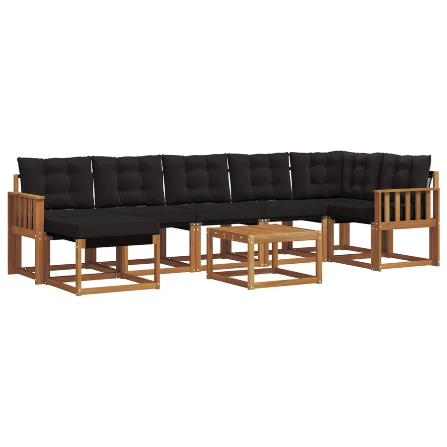 Ensemble de canapés d'extérieur 8 pcs Naturel et Noir - 2
