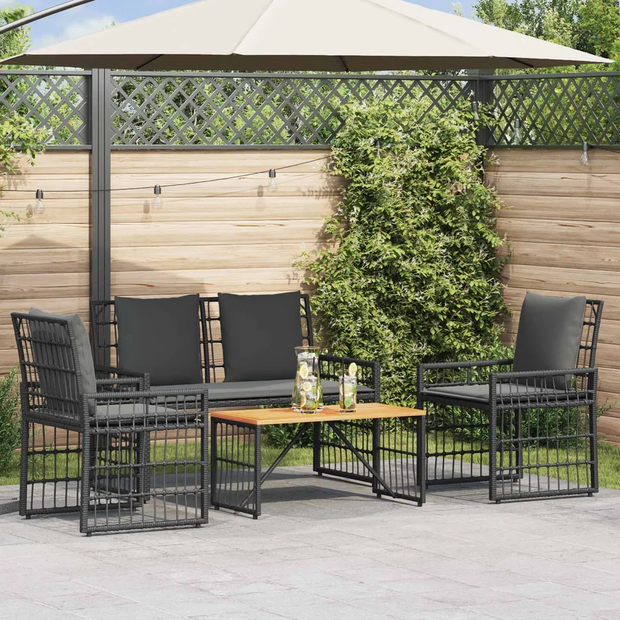 Ensemble de meubles d'extérieur 4 pcs Noir et Gris foncé