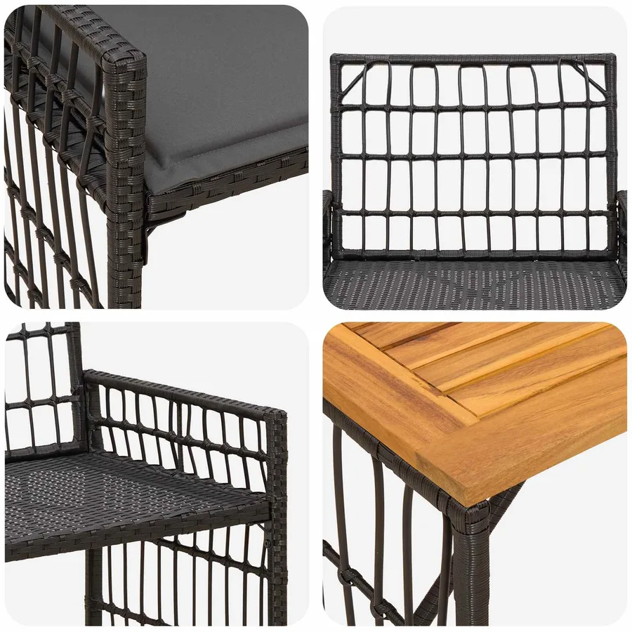 Ensemble de meubles d'extérieur 4 pcs Noir et Gris foncé - 11
