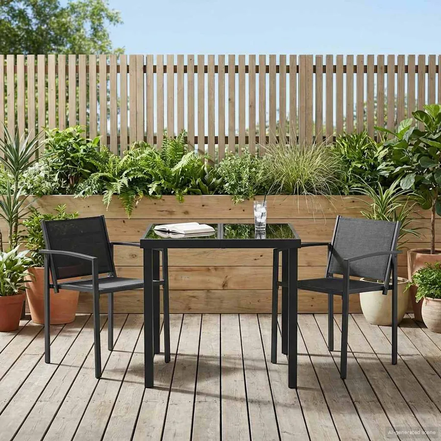 Ensemble de meubles d'extérieur 3 pcs Noir et anthracite