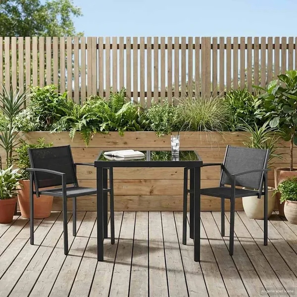 Ensemble de meubles d'extérieur 3 pcs Noir et anthracite