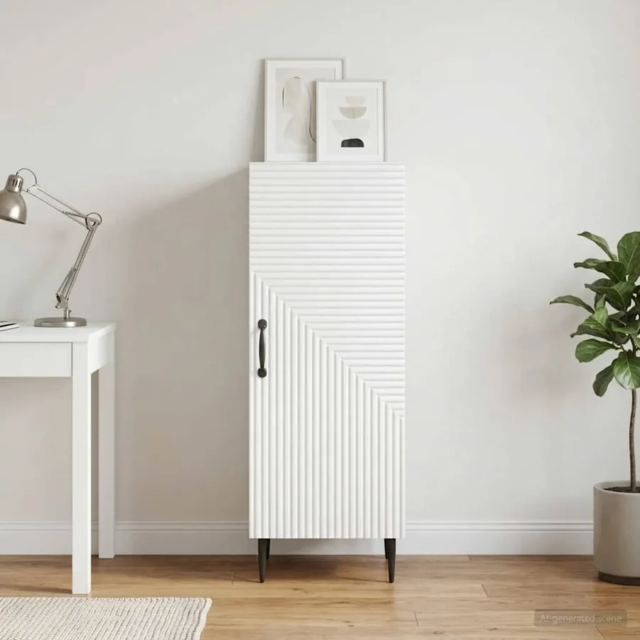 Buffet Blanc 33 x 34,5 x 89,5 cm Bois d'ingénierie