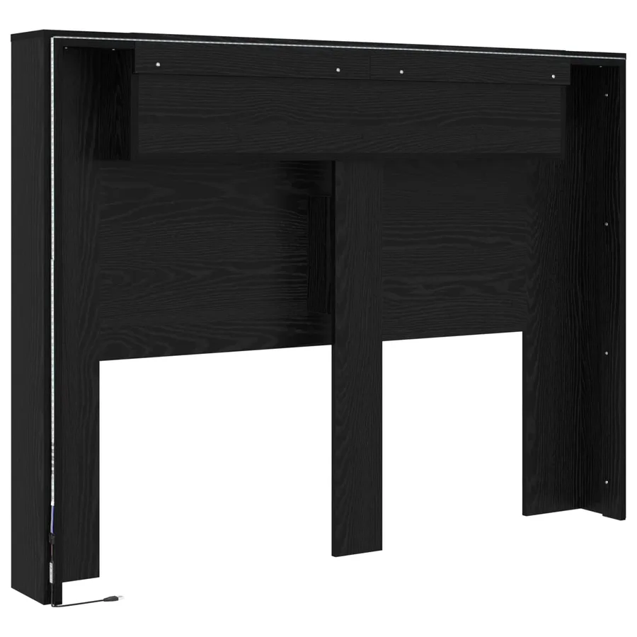 Cabinet de Tête de Lit avec LED Chêne Noir Bois d'ingénierie - 7