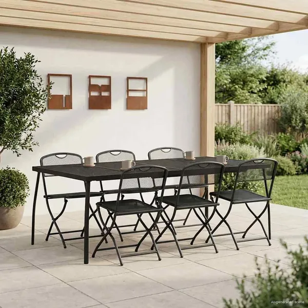 Ensemble de meubles d'extérieur 7 pcs Anthracite Fer et Acier