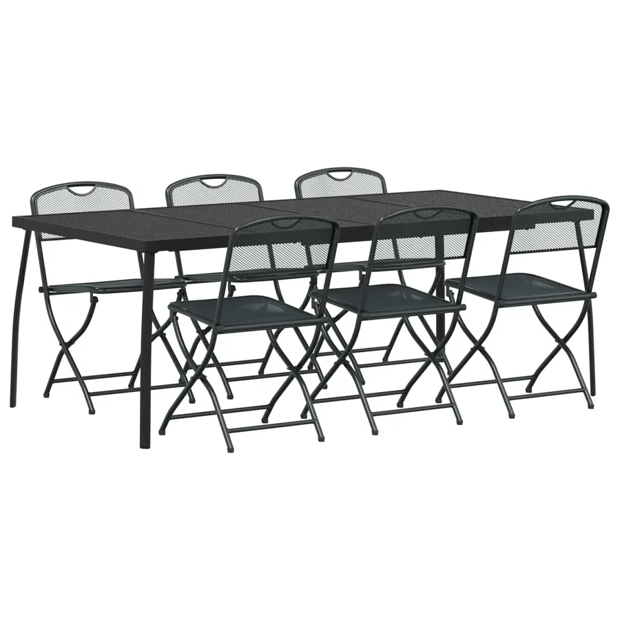 Ensemble de meubles d'extérieur 7 pcs Anthracite Fer et Acier - 2
