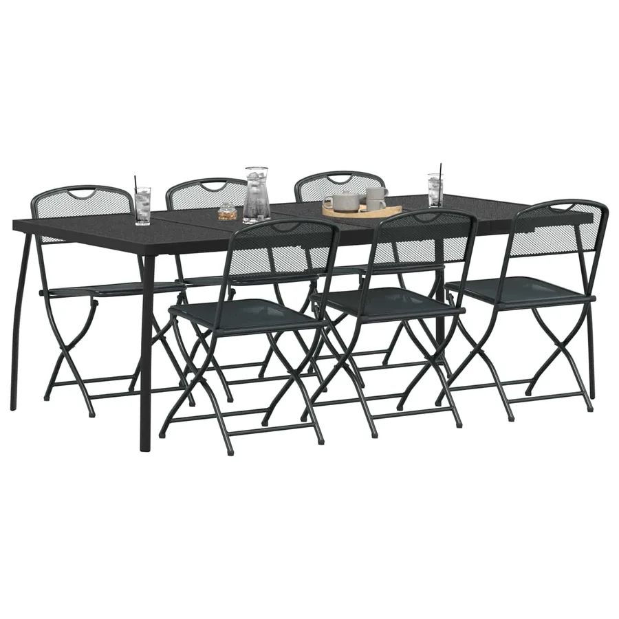 Ensemble de meubles d'extérieur 7 pcs Anthracite Fer et Acier - 3