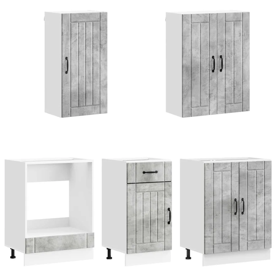 Unité de cuisine LUCCA 5 pcs Gris béton Bois d'ingénierie - 3